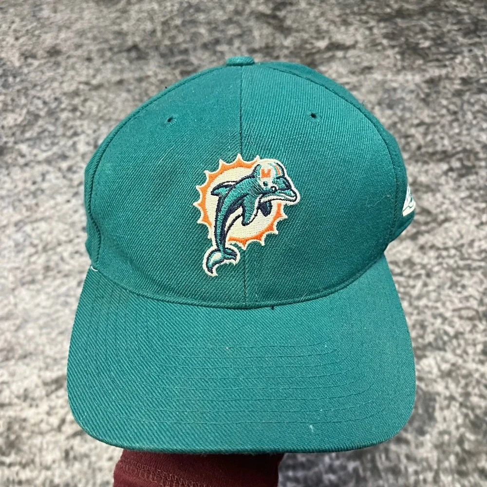 Vintage 90s Miami Dolphins Hat Fitted NFL Embroidered Logo Size 7 1/4 Blue‎